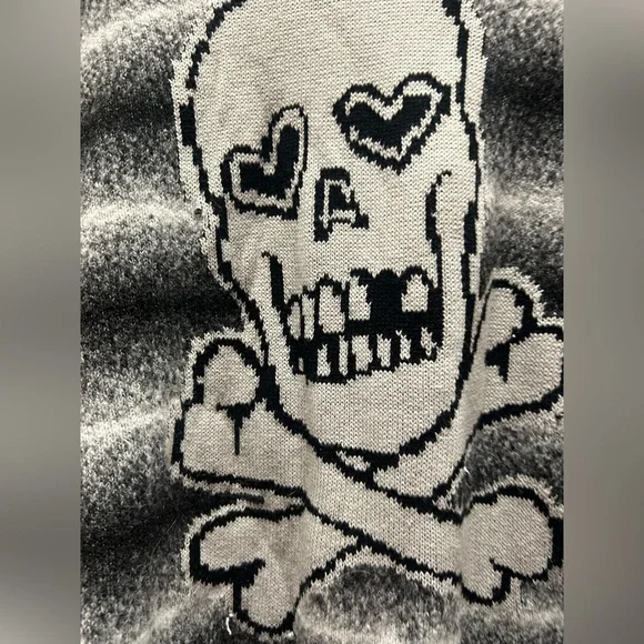 NEW SKULL sweater & beanie long ears hat Set KNIT BLACK GREY XXL DOLLSKILL PUNK - Picture 3 of 5